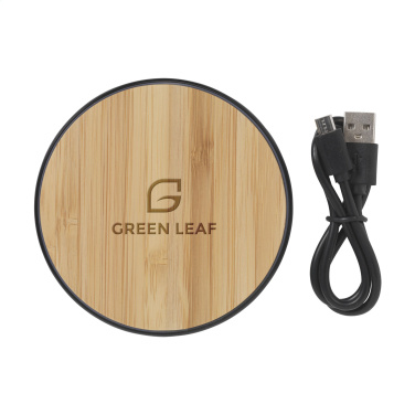 Logo trade promotional gift photo of: Bamboo 10W Wireless Charger wireless fast charger