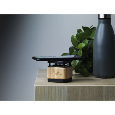 Logo trade promotional items picture of: Bamboo Block Speaker with wireless charger