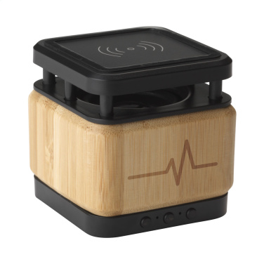 Logotrade corporate gift image of: Bamboo Block Speaker with wireless charger