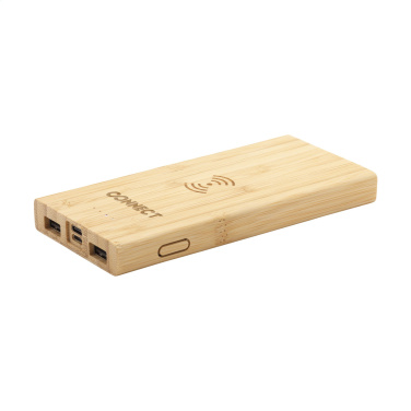 Logo trade corporate gift photo of: Bamboo 8000 Wireless Powerbank wireless charger