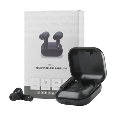 Logo trade promotional giveaway photo of: Aron TWS Wireless Earbuds in Charging Case