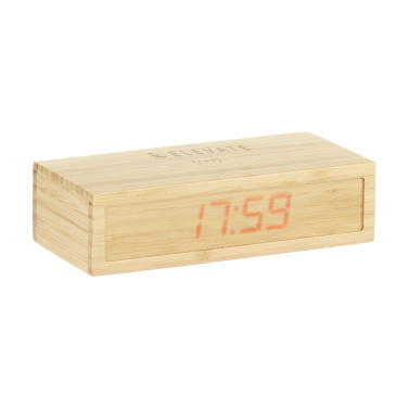 Logo trade promotional items image of: Bamboo Alarm Clock with Wireless Charger