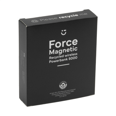 Logo trade promotional merchandise photo of: Force Magnetic RCS Recycled Wireless Powerbank 5000