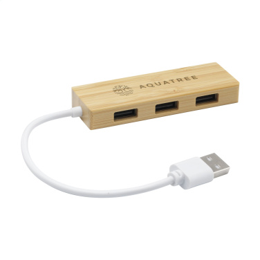 Logo trade business gifts image of: Bamboo USB Hub