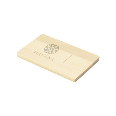 Logo trade corporate gifts image of: CreditCard USB Bamboo 64 GB