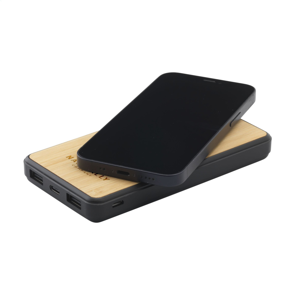 Logotrade corporate gifts photo of: Boru Bamboo RCS Recycled ABS Powerbank Wireless Charger