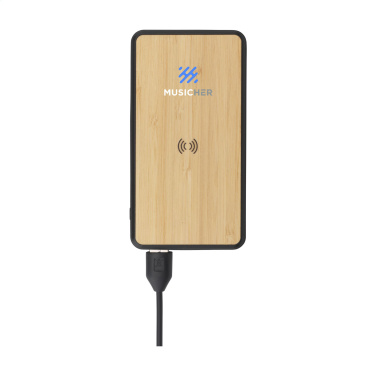 Logo trade corporate gift photo of: Boru Bamboo RCS Recycled ABS Powerbank Wireless Charger