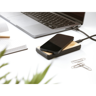 Logo trade promotional merchandise picture of: Boru Bamboo RCS Recycled ABS Powerbank Wireless Charger