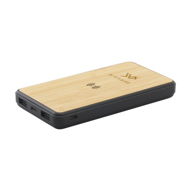 Logo trade promotional products image of: Boru Bamboo RCS Recycled ABS Powerbank Wireless Charger