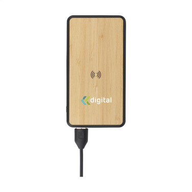 Logotrade advertising product picture of: Boru Bamboo RCS Recycled ABS Powerbank Wireless Charger