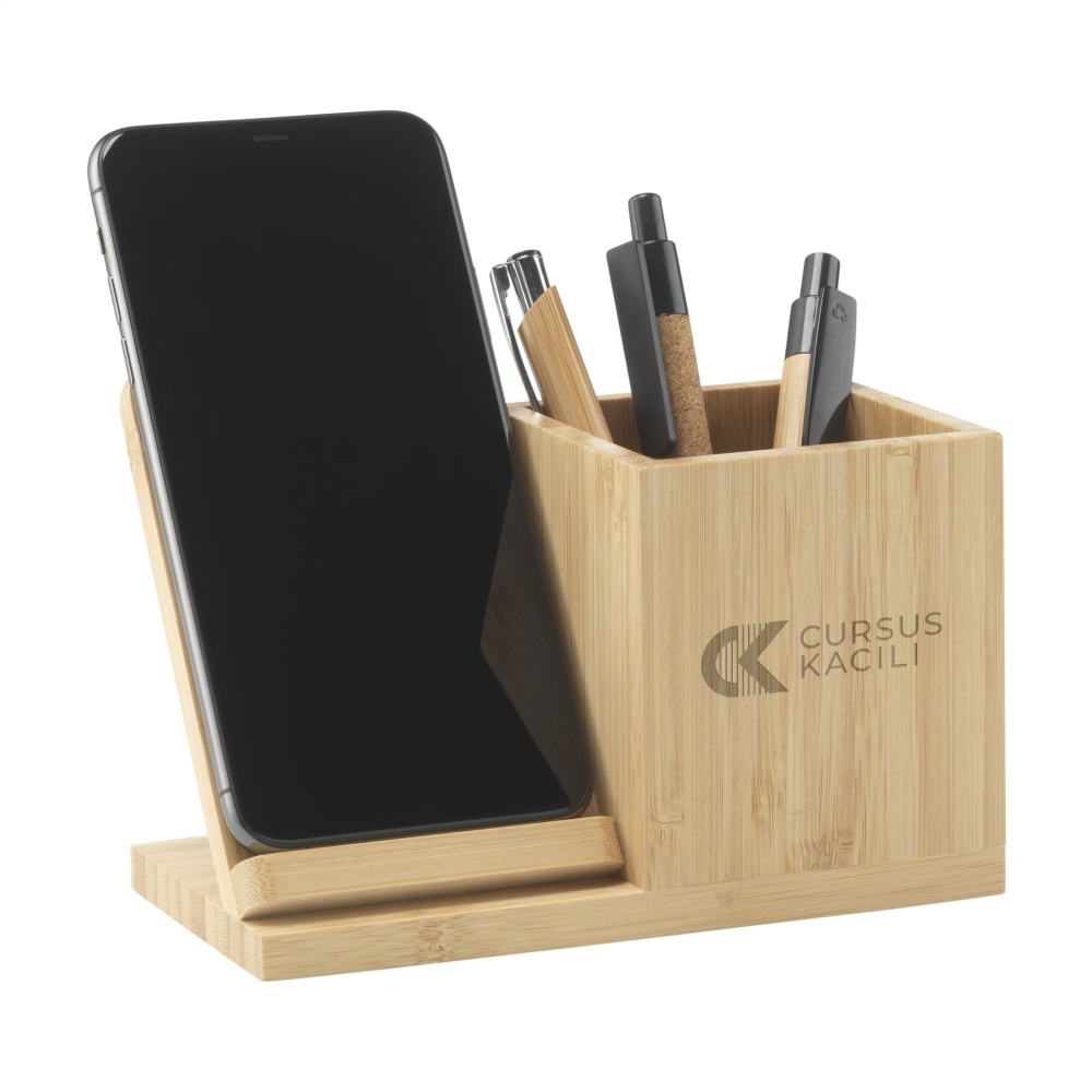 Logotrade advertising product image of: Bamboo Boss 15W charger/pen holder