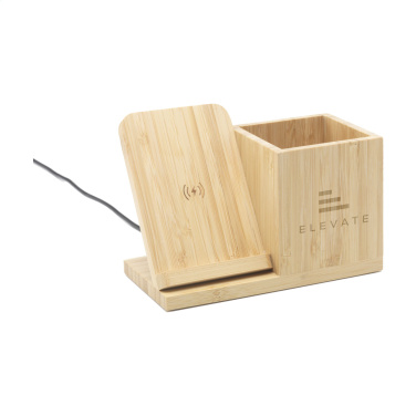 Logotrade business gift image of: Bamboo Boss 15W charger/pen holder