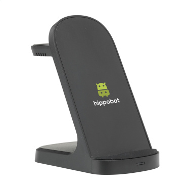 Logotrade promotional gift image of: Triple-Up RCS Recycled ABS Wireless Charger Stand