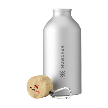 Logo trade corporate gifts image of: AluBamboo GRS Recycled Alu 500 ml water bottle