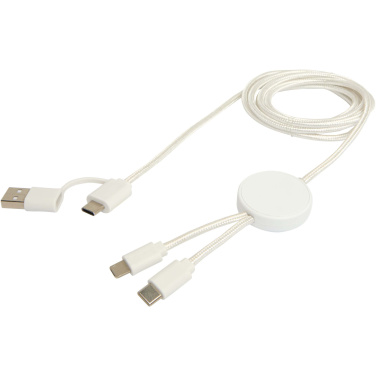 Logo trade promotional products image of: Citala 5-in-1 recycled plastic 150 cm data sync and 27W fast charge cable