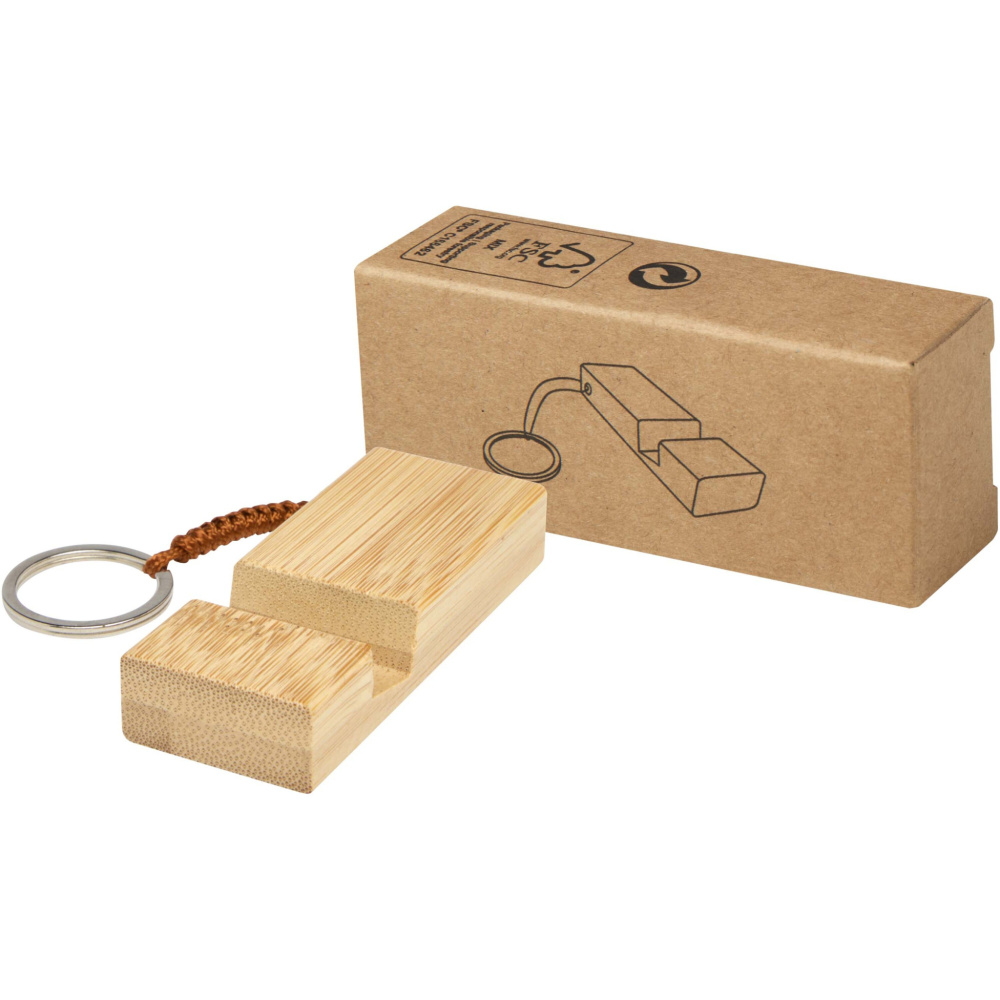 Logotrade promotional giveaway picture of: Bosona bamboo phone holder with keychain