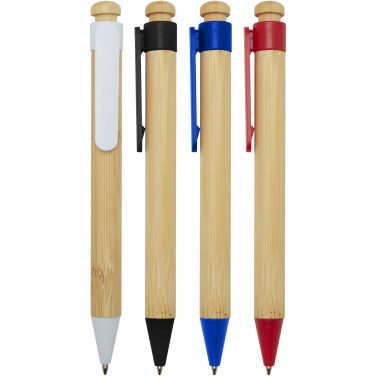 Logo trade promotional merchandise picture of: Rattan bamboo and recycled plastic ballpoint pen (black ink)