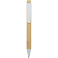 Rattan bamboo and recycled plastic ballpoint pen (black ink), White