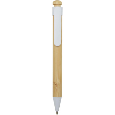 Logotrade promotional merchandise picture of: Rattan bamboo and recycled plastic ballpoint pen (black ink)