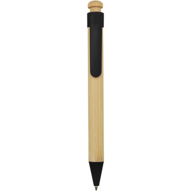 Logo trade promotional merchandise image of: Rattan bamboo and recycled plastic ballpoint pen (black ink)