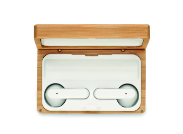 Logotrade promotional gift image of: TWS earbuds in bamboo case