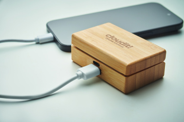 Logo trade promotional gift photo of: TWS earbuds in bamboo case