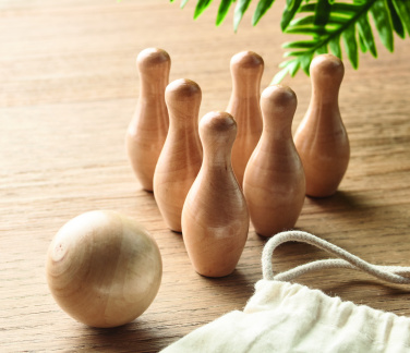 Logo trade promotional giveaway photo of: Mini pine wood bowling set