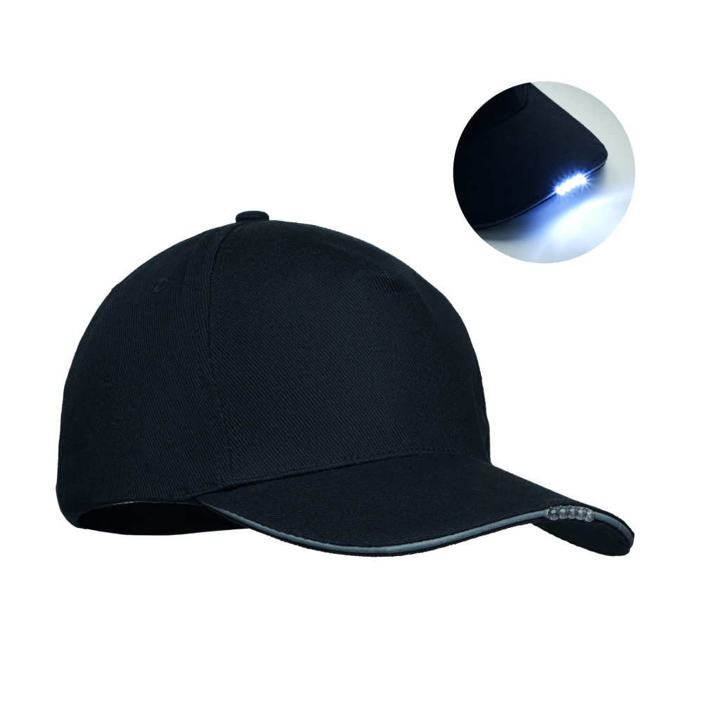 Logotrade business gift image of: 5 panel LED cotton cap 220gr/m²