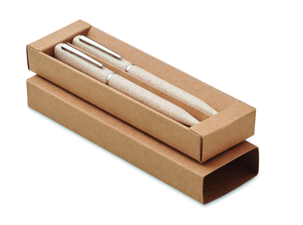 Logo trade corporate gifts picture of: Wheat straw/ABS twist pen set