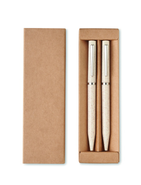 Logotrade promotional gift image of: Wheat straw/ABS twist pen set