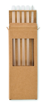 Logo trade promotional gifts image of: 4 reusable glass straws