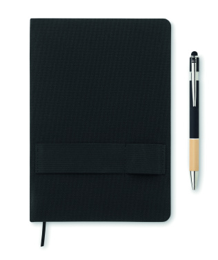 Logo trade promotional products image of: A5 RPET notebook with pen