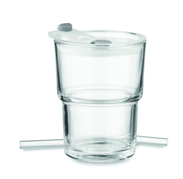 Logo trade promotional merchandise photo of: Glass tumbler with straw 400ml