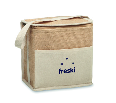 Logo trade business gift photo of: Jute and canvas cooler bag 3L