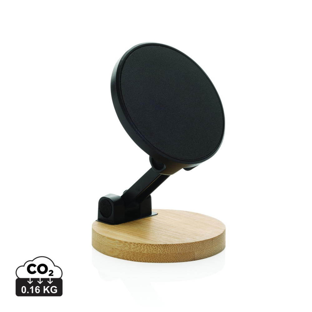 Logo trade promotional giveaways image of: Magmount RCS recycled plastic and bamboo phone stand