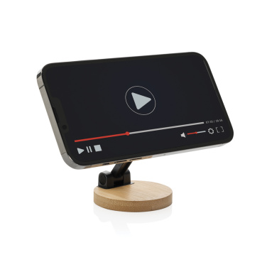 Logo trade promotional item photo of: Magmount RCS recycled plastic and bamboo phone stand