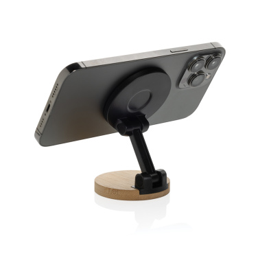 Logo trade promotional gift photo of: Magmount RCS recycled plastic and bamboo phone stand