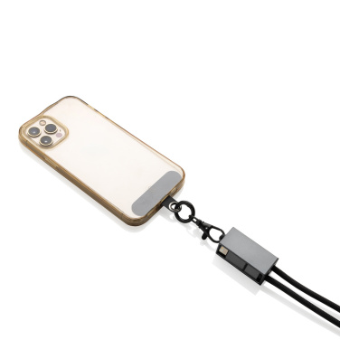 Logo trade business gifts image of: Terra RCS recycled PET phone cord with dual charge cable