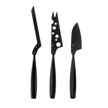 Logo trade promotional gifts picture of: BOSKA Cheese Knife Set Monaco+ Black