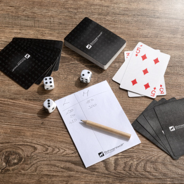 Logo trade promotional gifts image of: Set of playing cards and dice MURRAY Schwarzwolf