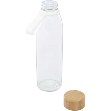 Logo trade promotional product photo of: Porto 500 ml glass water bottle with silicone handle and bamboo lid