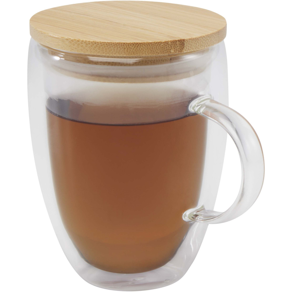 Logo trade promotional merchandise photo of: Leona 350 ml glass cup with bamboo lid