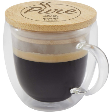 Logo trade promotional products image of: Lenora 250 ml glass cup with bamboo lid