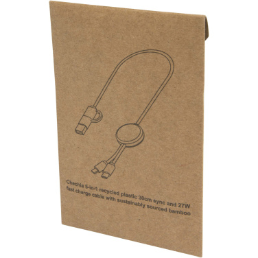 Logo trade business gifts image of: Citala 5-in-1 recycled plastic 30 cm data sync and 27W fast charge cable