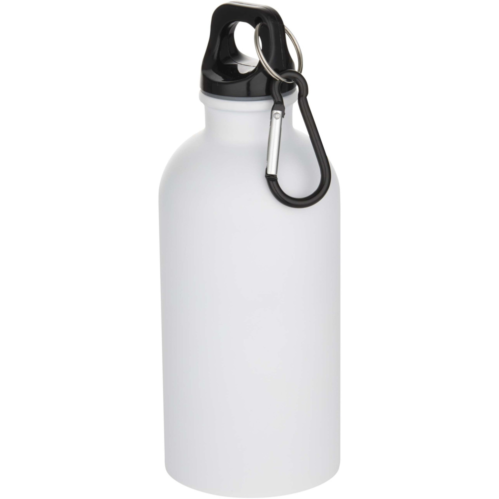 Logo trade promotional gift photo of: Oregon 400 ml matte RCS recycled single wall stainless steel water bottle with carabiner