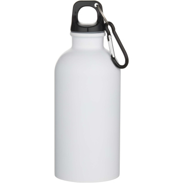 Logo trade promotional item photo of: Oregon 400 ml matte RCS recycled single wall stainless steel water bottle with carabiner