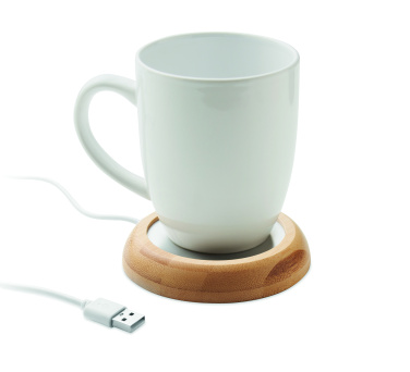 Logo trade promotional giveaways picture of: Bamboo mug warmer with USB