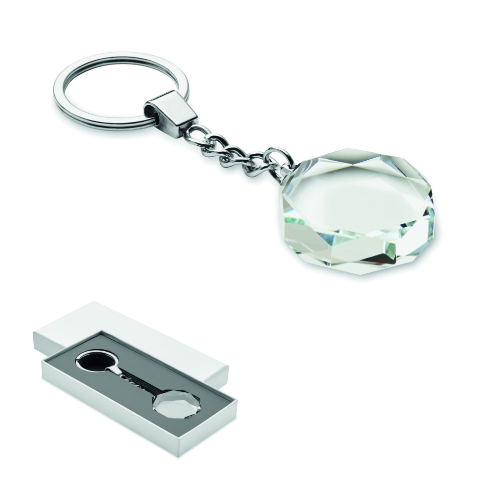 Logo trade promotional items image of: Glass round award key ring