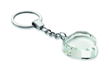 Logo trade promotional giveaways image of: Glass heart award key ring