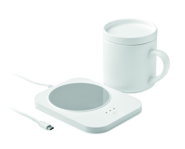 Logo trade corporate gifts picture of: Wireless charger mug warmer set